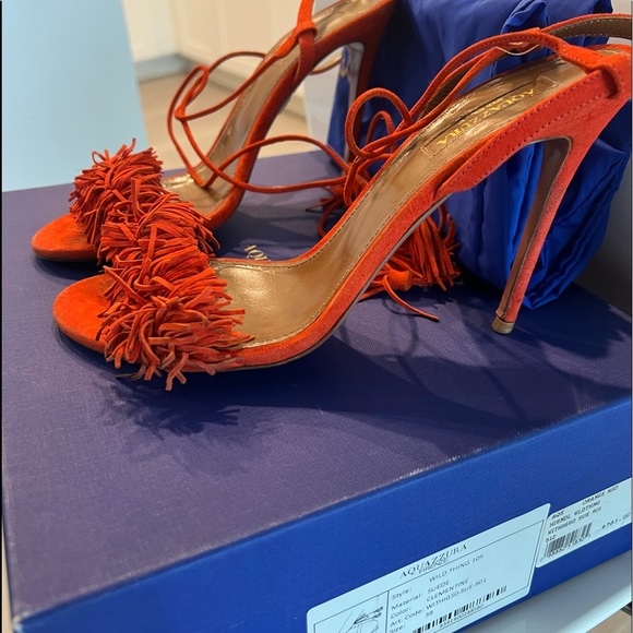 Coveted Red/Clementine Aquazzura Wild Thing Sandal Heel - Picture 4 of 9